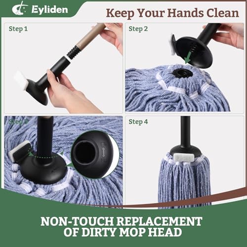Eyliden String Mop with 2 Reusable Heads and 4 Scouring Pads 1