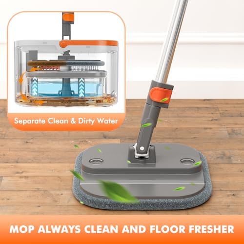 INWEJIA Spin Mop Bucket Set with 90 Foldable and 360 Rotating Head
