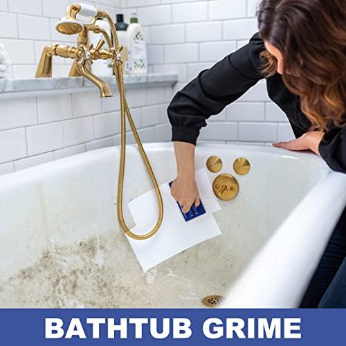 LIOUXUE Handled Bath Scrubber 3 Pads Non-Scratch Cleaning Tool