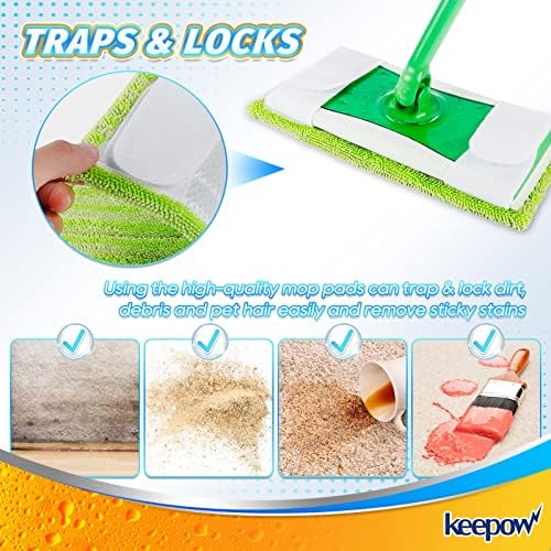 KEEPOW Reusable Mop Pads for Swiffer - 4 Pack