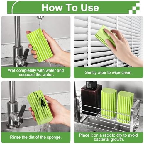 4-Pack Damp Clean Duster Sponge for Blinds Glass and More