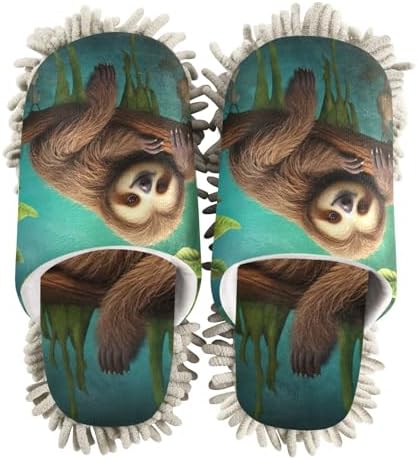 FLildon Microfiber Mop Slippers Tree Sloth Washable Floor Cleaner