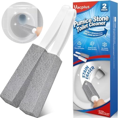 Vacplus Toilet Brush - Pumice Stone Cleaner with Long Handle 2 Pack