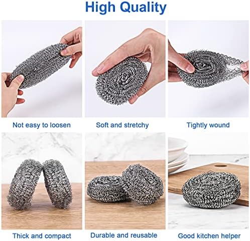 12 Pack Upgraded Steel Wool Scrubbers - Heavy Duty Kitchen Cleaner