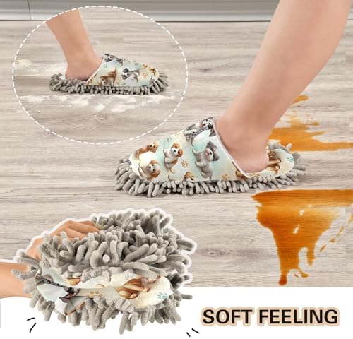 Xigua Microfiber Cleaning Slippers with Dogs Pattern Size M