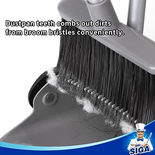 MRSIGA Broom Dustpan Set with Adjustable Handles