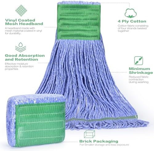Matthew 4Pcs Heavy Duty Mop Heads Washable Reusable