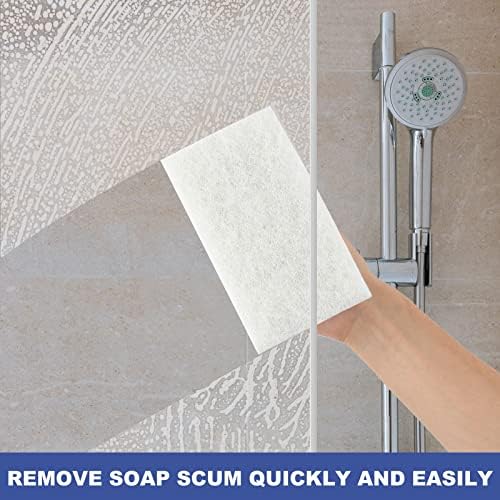 LIOUXUE Handled Bath Scrubber 3 Pads Non-Scratch Cleaning Tool