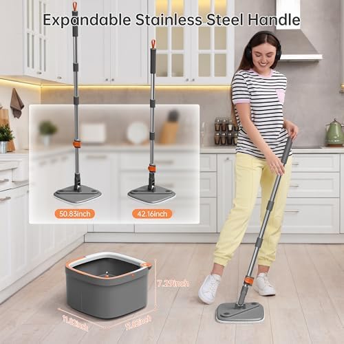 KZKR Spin Mop and Bucket with Clean Dirty Water System