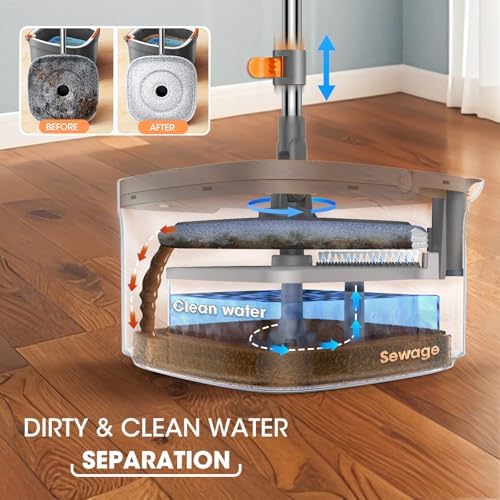 BOMIDI Spin Mop and Bucket Set with Water Separator