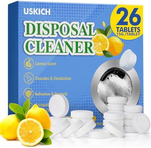 USKICH Garbage Disposal Cleaner Tablets 26Pack Fresh Lemon Scent