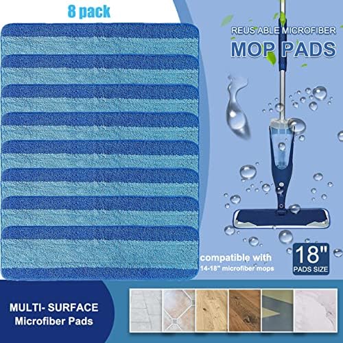 MZY LLC 8 Pack Microfiber Mop Pads Reusable for Hardwood Floors