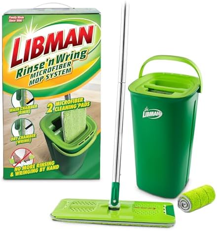 Libman Rinse n Wring Mop and Bucket Set with 2 Microfiber Pads
