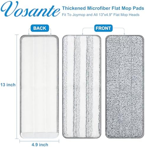 Vosante 4pcs Microfiber Mop Pads Replacement for Joy Mop and Bucket
