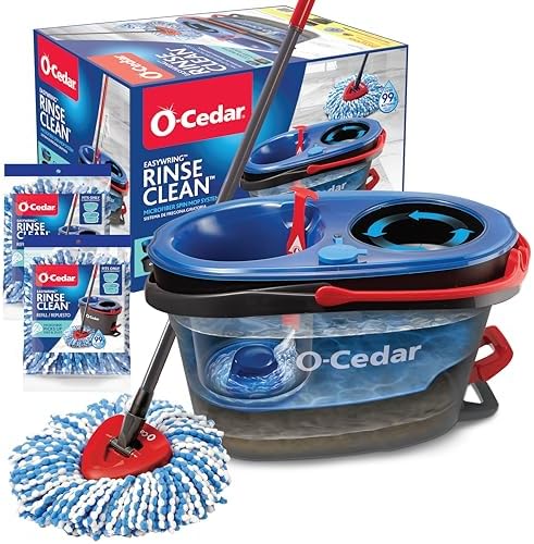 O-Cedar RinseClean Spin Mop Bucket Set 2 Extra Heads
