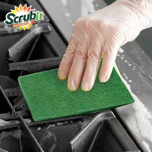 SCRUBIT Heavy Duty Scouring Pads - Non-Scratch Reusable Green 50 Pack