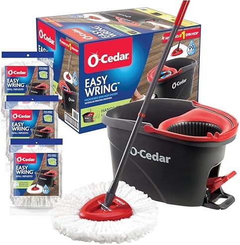 O-Cedar System Easy Wring Spin Mop Bucket with 3 Refills