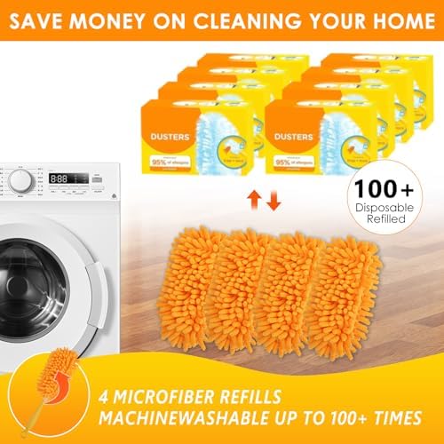 REDONES Reusable Duster Refills for Swiffer - 4 Pack Heavy Duty Dusters