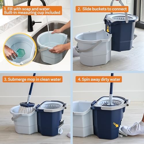 Casabella Spin Mop System with Refill - 2 Bucket Design