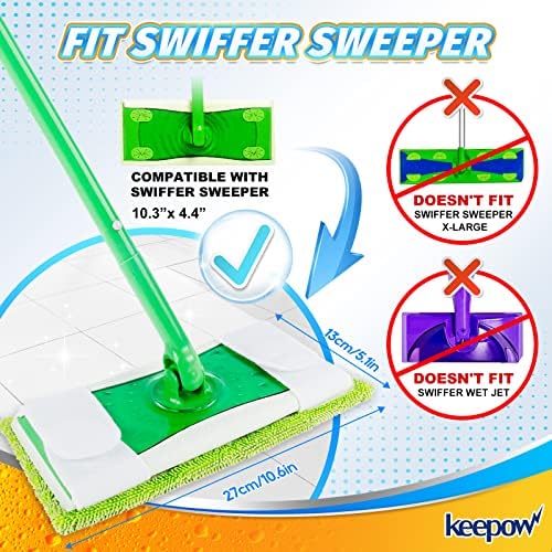 KEEPOW Reusable Mop Pads for Swiffer - 4 Pack