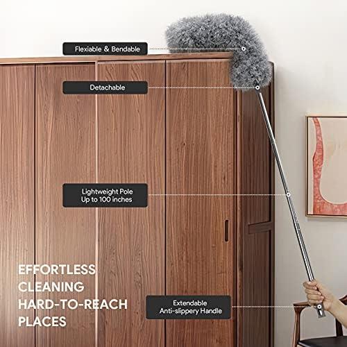 DELUX Microfiber Feather Duster Set 7 Pieces with 100 Inch Extendable Pole