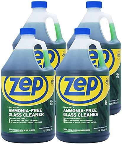 Zep Ammonia Free Glass Cleaner Concentrate - 1 Gallon Case of 4 Professional Grade