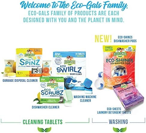 ECO-GALS Dishwasher Cleaner 12 Tablets 12 Month Supply Unscented