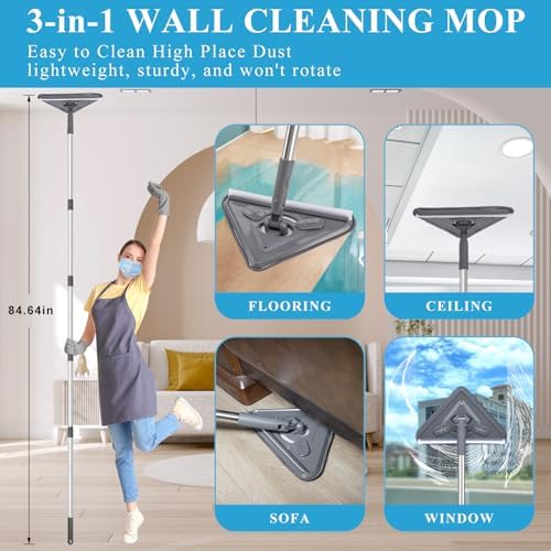 27 Pc Microfiber Duster Kit with 100 In Pole and Wall Cleaner Mop