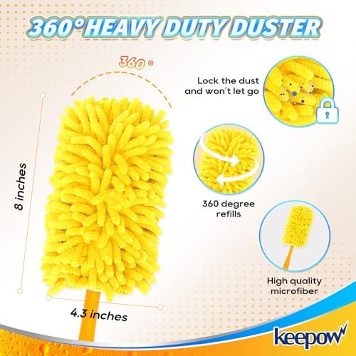 KEEPOW 6 Pack Reusable Duster Refills for Swiffer Handle