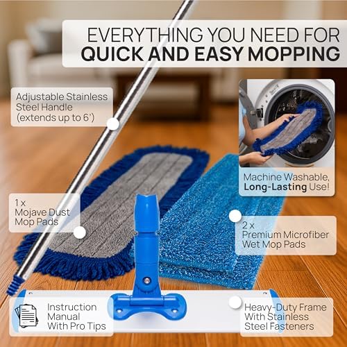 18 Heavy Duty Microfiber Floor Mop - No Buckets Needed 1