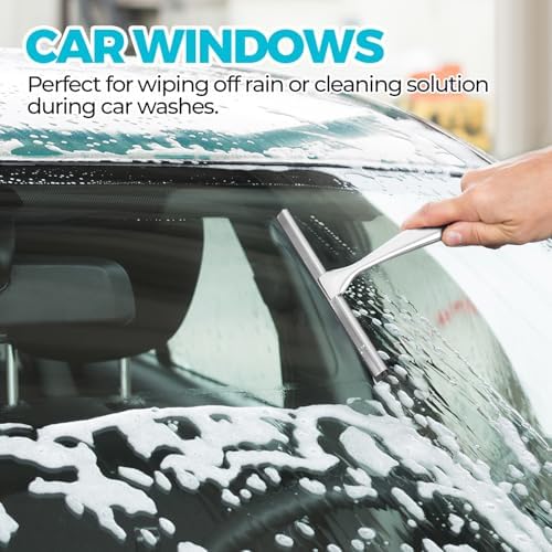 2Pack Silver Shower Squeegee for Glass and Windows