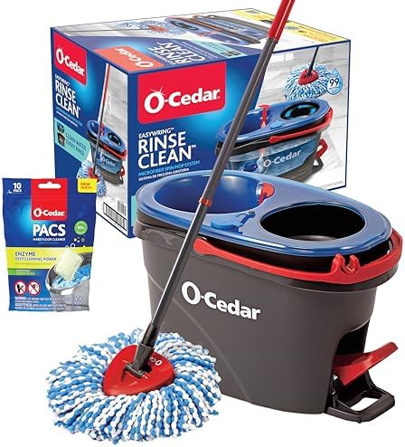 O-Cedar RinseClean Microfiber Spin Mop Bucket with Citrus PACs