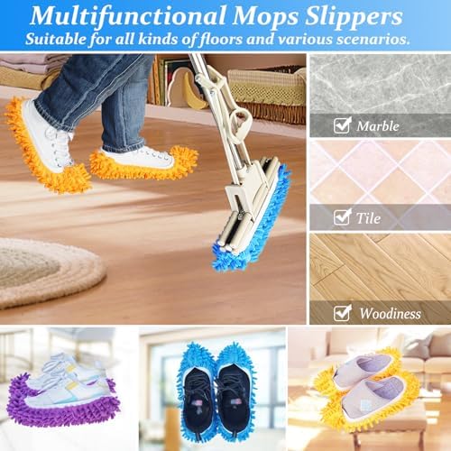 4 Pairs Mop Slippers Shoes Cover Dust Duster