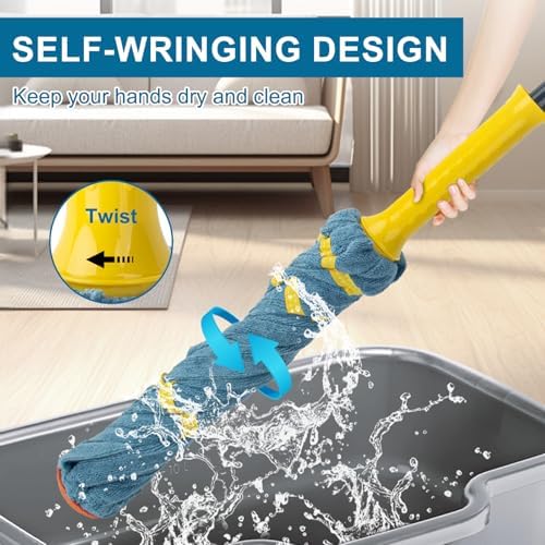 KeFanta Self-Wringing Twist Mop with Scrub Pad