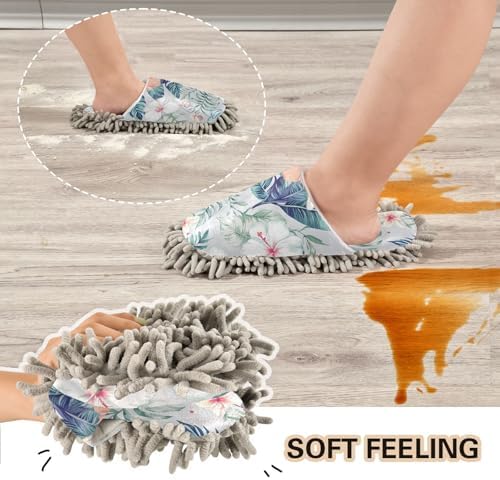 FLildon Microfiber Mop Slippers with Tropical Floral Design