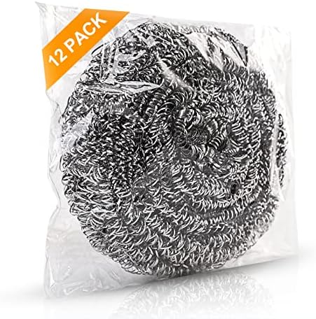 12 Pack Upgraded Steel Wool Scrubbers - Heavy Duty Kitchen Cleaner