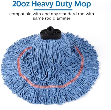 Heavy Duty String Mop with Screw Handle - 1 Set 2 Replacements