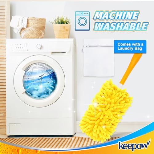 KEEPOW 6 Pack Reusable Duster Refills for Swiffer Handle