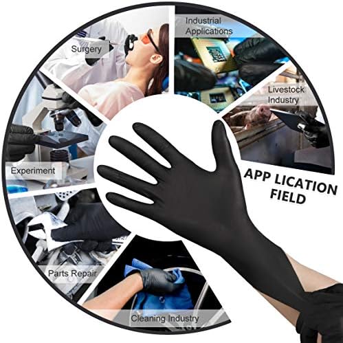 YOTU Black Nitrile Gloves 100 Count Textured Medium