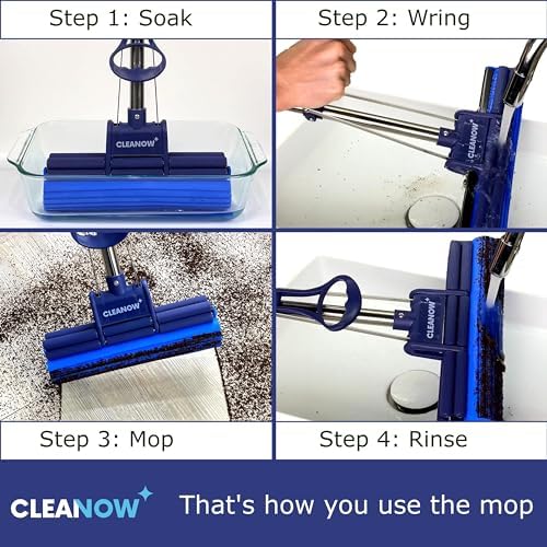 OneTouch GO Self-Wringing Floor Mop - PVA Sponge Stainless Handle