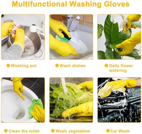 HOFASON 3Pcs 6Pcs Reusable Rubber Cleaning Gloves for Kitchen Dishwashing