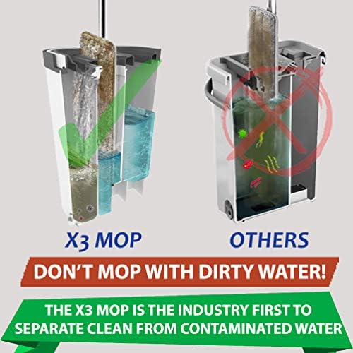 X3 Mop with 3-Chamber Design and 3 Reusable Microfiber Pads