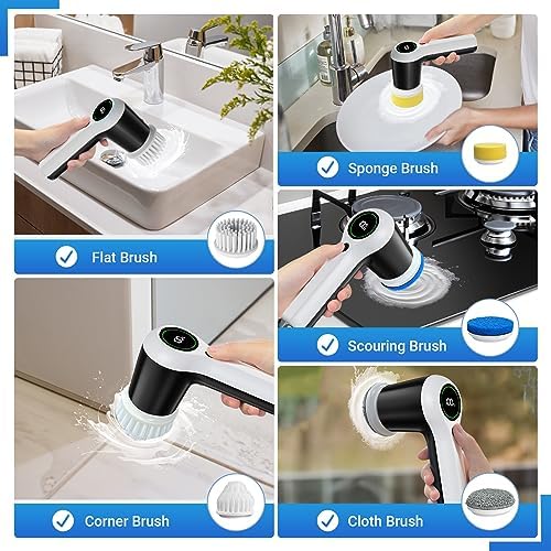 PUFTEM Electric Spin Scrubber Cordless with Battery Display