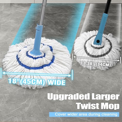 NEWE Self Wringing Twist Mop - 18 Inch Wide 55 Inch Handle
