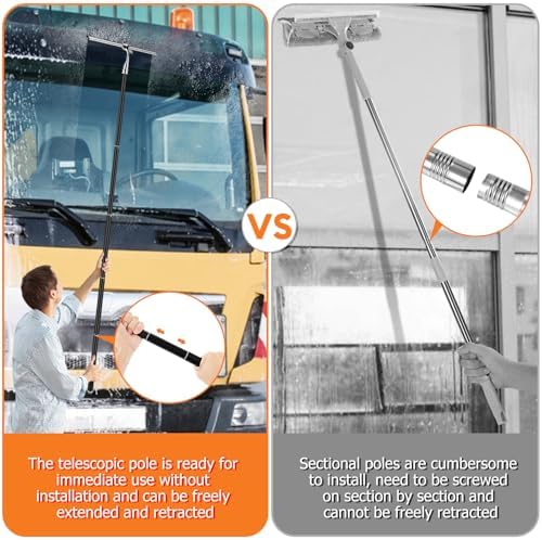 Bvomheez 62 Inch Metal Squeegee with Extension Pole Set
