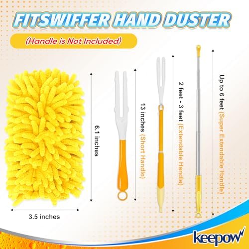 KEEPOW 6 Pack Reusable Duster Refills for Swiffer Handle