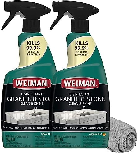 Weiman Disinfectant Granite Daily Clean Shine 2-Pack with Cloth