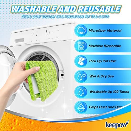 KEEPOW Reusable Mop Pads for Swiffer - 4 Pack