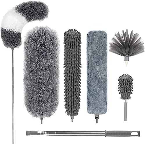 DELUX Microfiber Feather Duster Set 7 Pieces with 100 Inch Extendable Pole