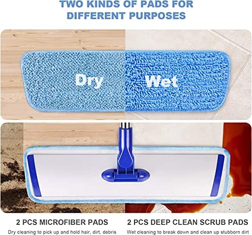 18 Aluminum Mop Head with 4 Reusable Pads